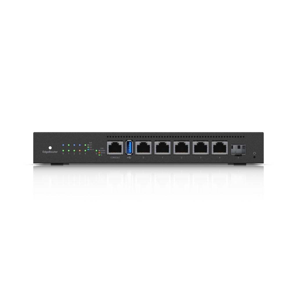 ER-6P-UBNT EdgeRouter 6 PoE (ER-6P) - 5 Port Gigabit RJ45, SFP Port ve 24V Pasif PoE Destekli Fansız Router ER-6P-UBNT EdgeRouter 6 PoE (ER-6P) - 5 Port Gigabit RJ45, SFP Port ve 24V Pasif PoE Destekli Fansız Router