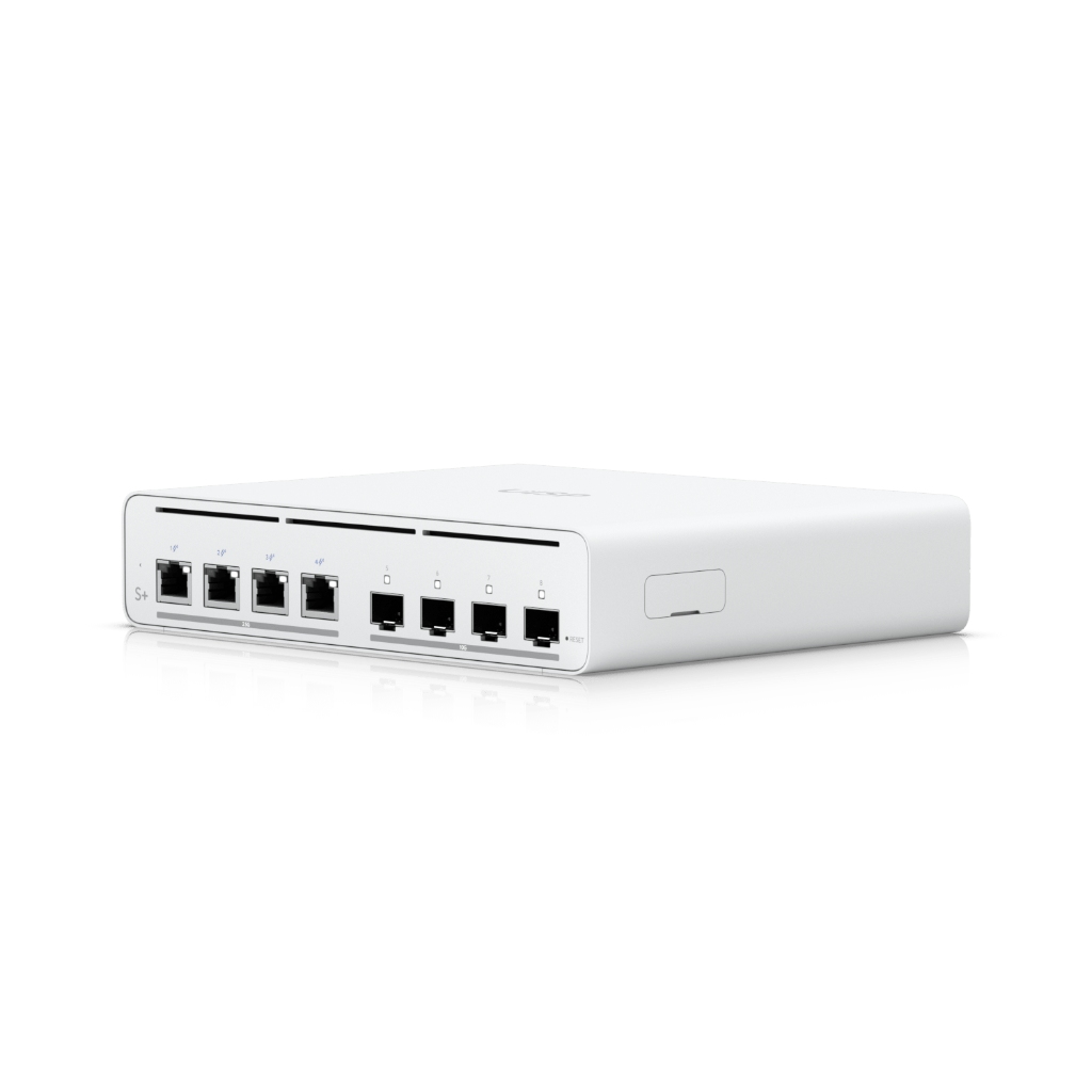 UISP-S-Plus-UBNT UISP Switch Plus (UISP-S-Plus) - 4× 2.5 GbE PoE ve 4× 10G SFP+ Portlu, 160W PoE Bütçesiyle ISP Switch UISP-S-Plus-UBNT UISP Switch Plus (UISP-S-Plus) - 4× 2.5 GbE PoE ve 4× 10G SFP+ Portlu, 160W PoE Bütçesiyle ISP Switch